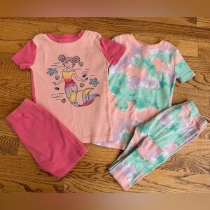 Kirkland Girls Pajamas PJs Set of 2 ~ Mermaid & Pastel Abstract ~ Cotton ~ 4T